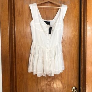 Vanessa Mooney NWT White Silk Elizabeth Romper-size XL